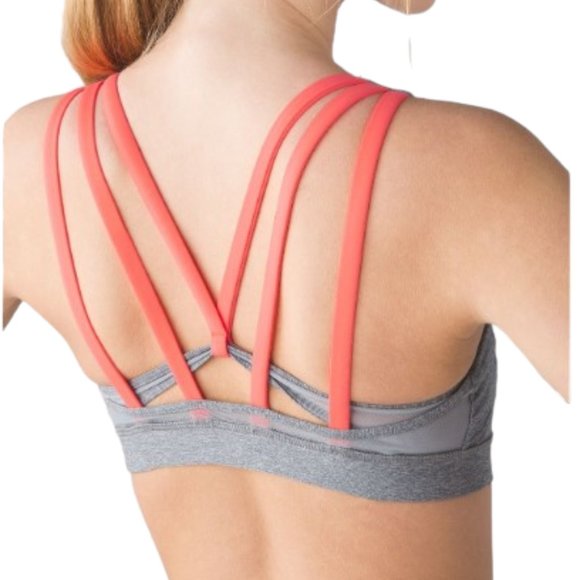 Lululemon Energy Bra Exhale Heathered Slate / Battleship / Pink Sz 8 - Picture 1 of 10